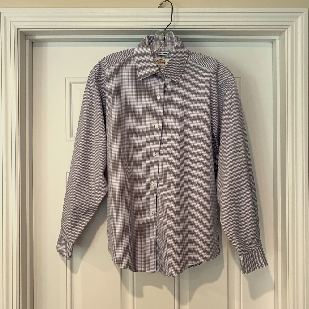 Talbots Classic Blue/White Check Long Sleeve Button Down Shirt 6